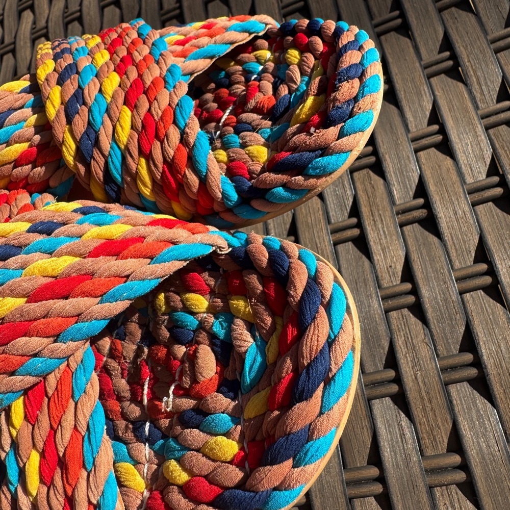 Salt + Umber Saraya Multi-Rainbow Fabric Rope Sandal Size 8 - Picture 5 of 11